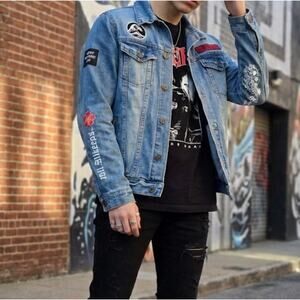 Brooklyn Cloth Great Wave Denim Jacket Small Hokusai Japanese Streetwear Trucker